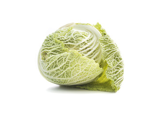Fototapeta premium Savoy cabbage on white background