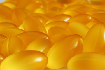 fish oil capsules closeup
