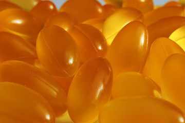 fish oil capsules closeup