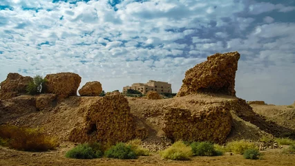Acrylic prints Rudnes Panorama of partially restored Babylon ruins and Former Saddam Hussein Palace, Babylon, Hillah, Iraq