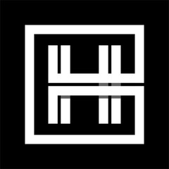 Capital letter H From white stripe enclosed in a square . Overlapping with shadows monogram, logo, emblem. Trendy design.