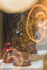 Christmas tree with light decorative garland
