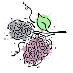 Vector floral illustration. bouquet with flowers, leaves, decorative elements isolated on the white background. Hand drawn contour lines and strokes. Doodle style, graphic vector illustration