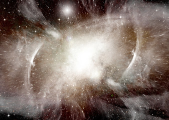 Stars, dust and gas nebula in a far galaxy