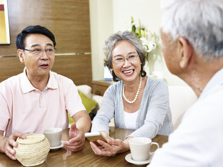 senior asian people chatting