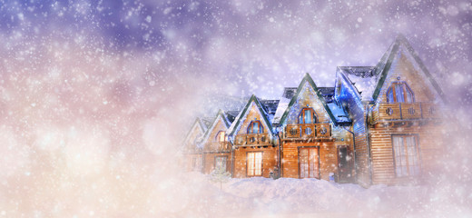 Fototapeta na wymiar Winter landscape with house