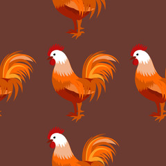 Seamless pattern with cock. Vector illustration