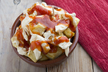 Typical Spanish (tapa of Patatas bravas)