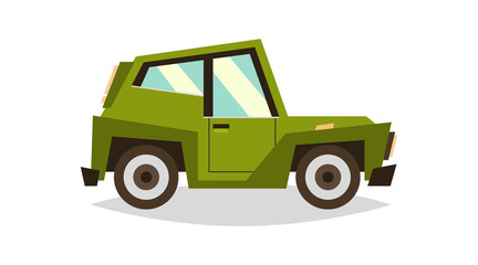 Green toy car. Vehicles for traveling. Vector illustration
