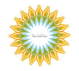 Decorative, unusual, round frame with empty place for your text. Vector illustration for your design.