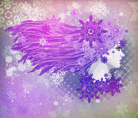 Purple hair girl illustration