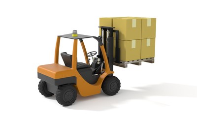 Forklift 3D rendering