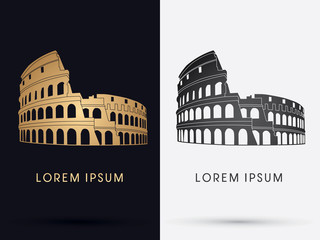 Colosseum building graphic vector.