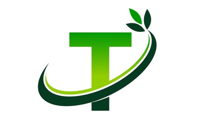 Swoosh Leaf Letter T