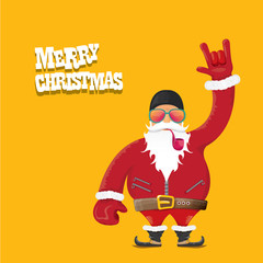 vector biker santa claus with smoking pipe.