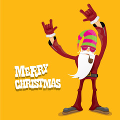 vector biker santa claus with smoking pipe.