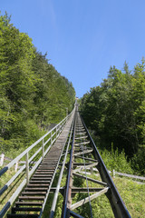 Fototapeta na wymiar Railway goes up the mountain