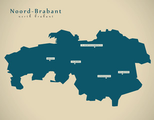 Modern Map - Noord Brabant NL illustration