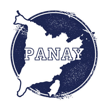 Panay vector map. Grunge rubber stamp with the name and map of island, vector illustration. Can be used as insignia, logotype, label, sticker or badge.