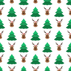 Christmas trees and deer pattern