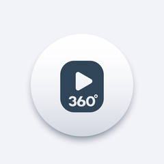 360 degrees video content icon, vector button