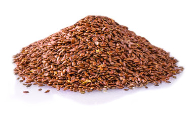  flax seeds isolated on white background