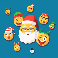 Obraz na płótnie Canvas Group of Christmas characters Emoji