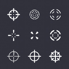 crosshairs set, elements for game design, white on dark