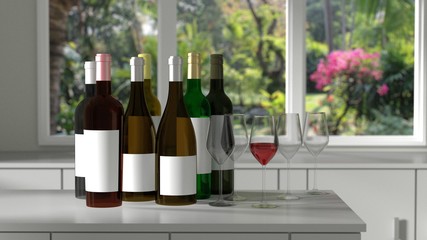 an alcoholic drink made from fermented grape juice. 3d rendering