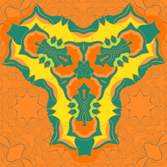 Three-end mandala in the center.Vintage decorative elements of brown colors.Hand drawn stylized flower.Islamic,Arabian, Indian,Ottoman, Persian motifs for printing on fabric or paper