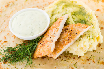 Russian pancakes with fillings, natural food