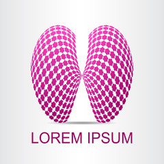 Logo stylized spherical surface with abstract shapes