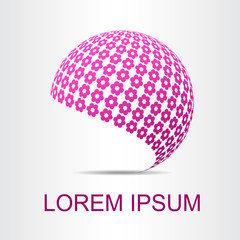 Logo stylized spherical surface with abstract shapes