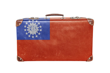 Vintage suitcase with Burma flag