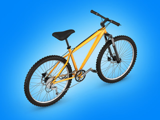 Fototapeta na wymiar mountain bike isolated on blue gradient background 3d render
