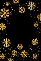 Christmas or New Year background with golden snowflakes. Abstract vector illustration. Easy editable modern template.
