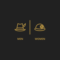 Outline men and women toilet sign symbols