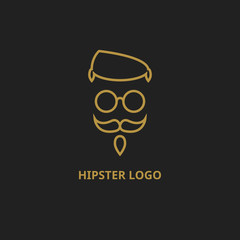 Minimalistic vector illustration of hipster with haircut, glasses, mustaches and beard