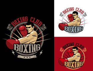 Boxing Club Logo Set. Boxing Emblem, Label, Badge, TShirt Design. Boxing Club TShirt. Fight Brutal Theme. Boxing Club Training. Boxing Club For Man. Boxing Club Fights.