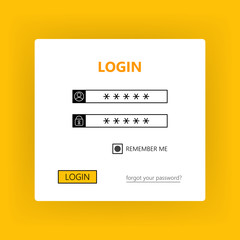 User login form - username password and login. Vector user interface light theme