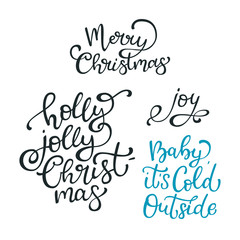 Set of hand drawn vector quotes. Merry Christmas