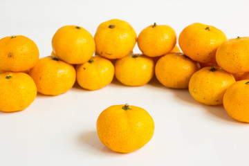 Group of mandarin orange (Citrus reticulata) on white background