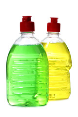 Protective and cleaning products on white background