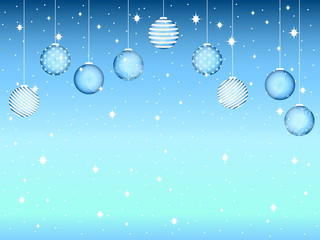 Merry Christmas. Background with Christmas balls and snowflakes. Vector illustration.