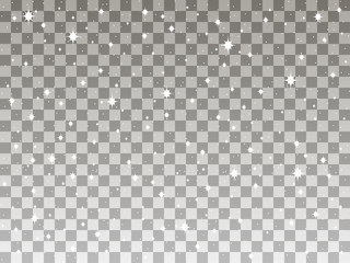 Falling snow on a transparent background. Vector illustration.
