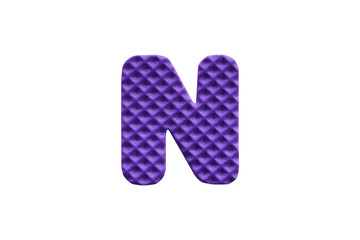 purple alphabet N made from EVA foam on white background