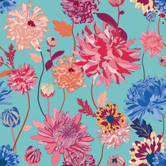 Fototapeta na wymiar asian flower illustration seamless pattern