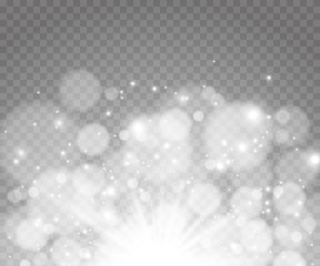 Vector glowing stars, lights and sparkles. Transparent effects