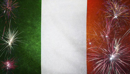 Republic of Ireland Flag Firework Grunge Concept real fabric