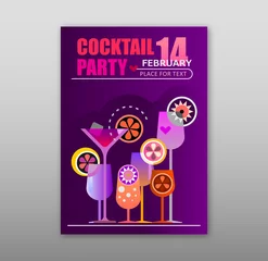 Wandcirkels aluminium Holiday Cocktail Party Poster Template ©  danjazzia